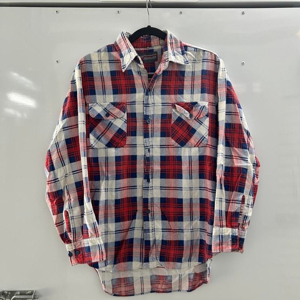 Vintage 80s/90s Windbreaker Cabin Check Printed Plaid Cotton Flannel Shirt